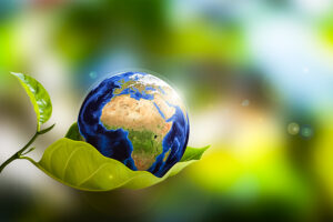 The,World,On,Green,Leaves,,Nature,Supports,Our,World,,Environmental